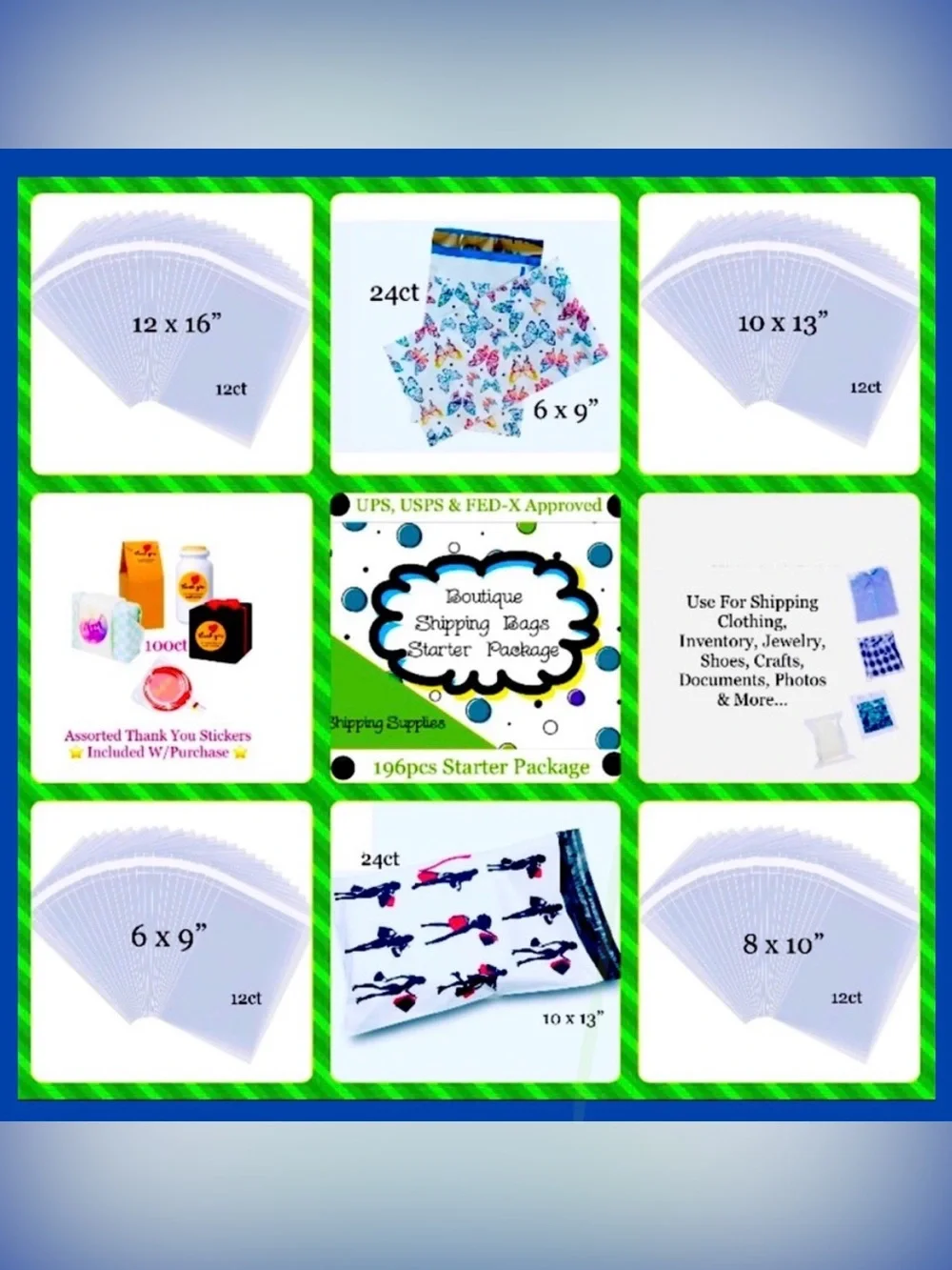 Boutique Shipping Cello~Poly Bag’s Bundle 196pc starter package⭐️100~Stickers 🆕